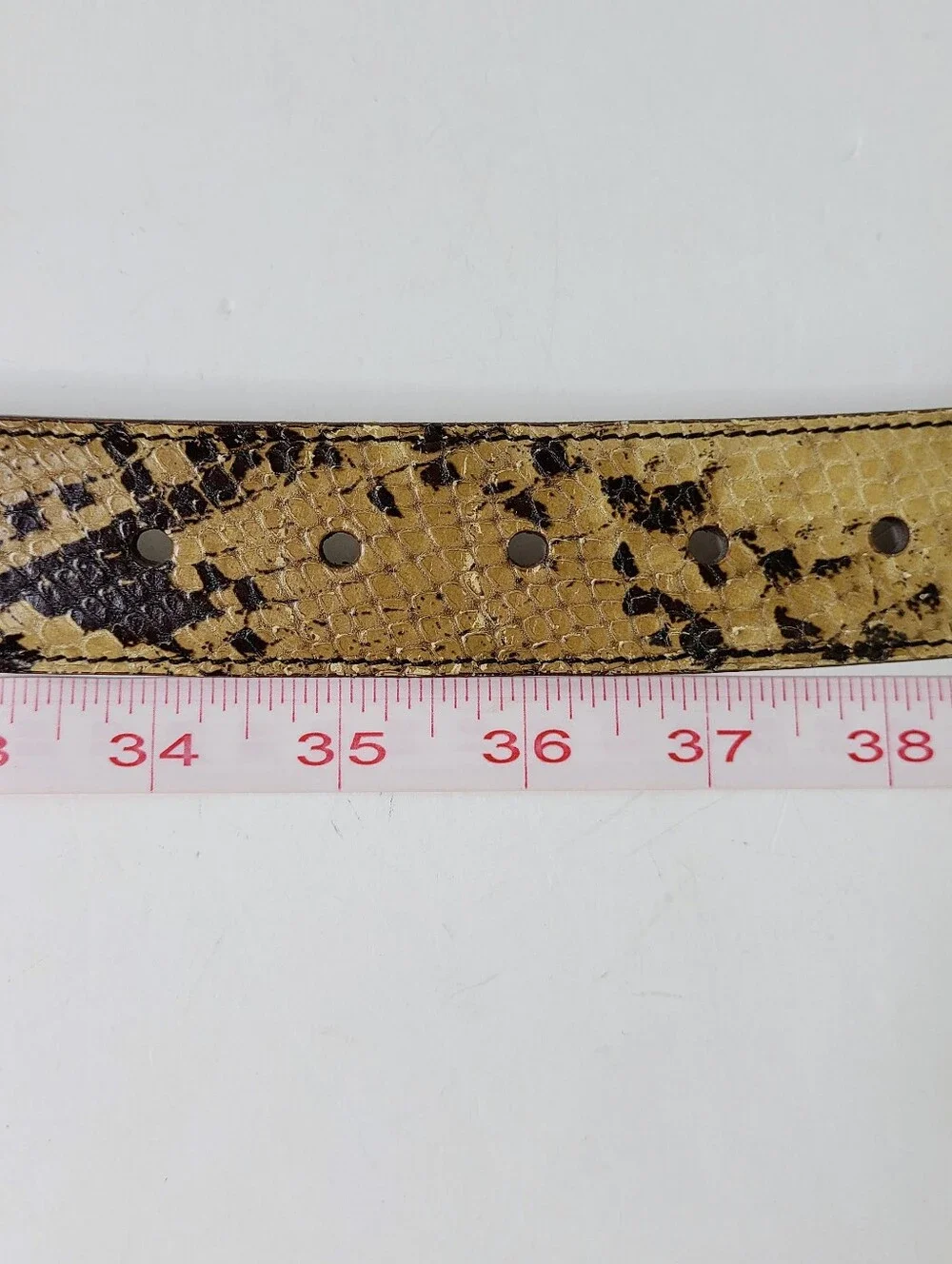 Miu Miu Made In Italy Tan Black Snakeskin Genuine Leather Belt
